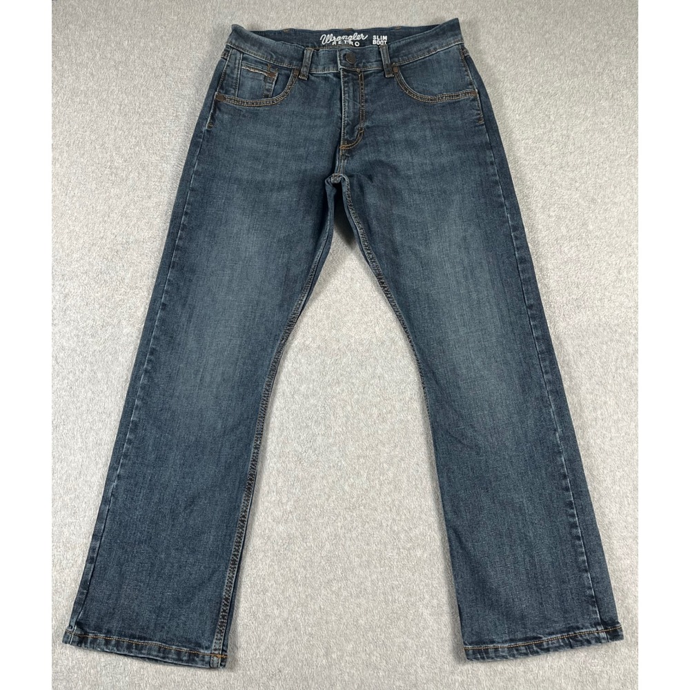 Wrangler Retro Slim Boot Jeans Mens 32x29.5" Dark Wash Denim 1077MWZTB